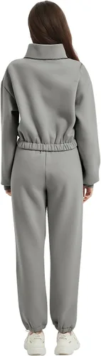 Vista 4 de Flygo Womens Sweat Set Fleece Sweatsuit 2 Piece Outfit Half Zip Pullover Sweatshirt Joggers Tracksuit Sets