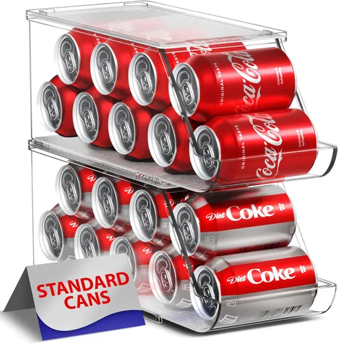 Vista 9 de Sorbus Organizador de botellas de agua para refrigerador con tapa, capacidad para 9 botellas, organizador apilable de bebidas para refrigerador