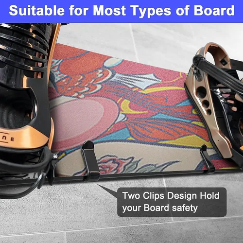 Vista 5 de Horizontal Snowboard Wall Mount Clips Snowboard Wall Rack Snowboard Mount Storage Snowboard Display Wall Mount for Room, Garage