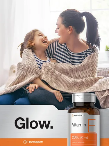 Vista 6 de Horbäach Vitamina E Softgel Cápsulas 200 UI Suplemento de 90 mg 200 unidades Fórmula sin OMG y sin gluten