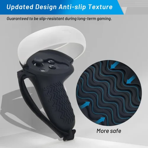 Vista 3 de Controller Grips Cover for OculusMeta Quest 2, Pletpet Anti-Throw VR Handle Cover with Adjustable Straps for Oculus Quest 2 Accessories Black
