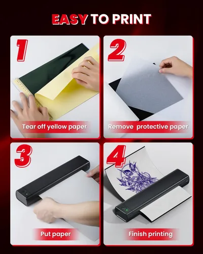 Vista 7 de COLORWING M08F - Impresora inalámbrica portátil de plantillas de tatuajes, máquina térmica sin tinta Bluetooth para plantillas de tatuajes con 10