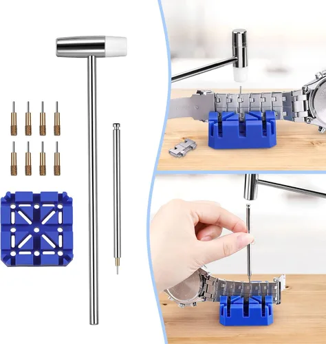 Vista 6 de JOREST Kit de reparación de relojes, para reemplazo de batería de reloj y ajuste de correa de reloj y limpieza de relojes, removedor de espalda