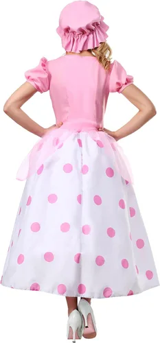 Vista 3 de Women's Little Bo Peep Halloween Costume Classic Story Character Outfit with Bonnet & Polka Dot Dress