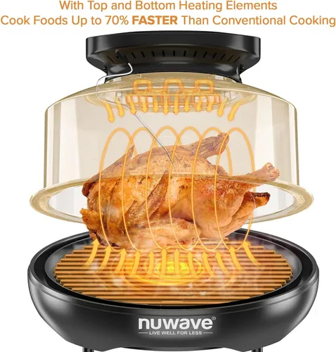Vista 2 de Nuwave Horno de convección por infrarrojos con freidora de aire, cocina fresco o congelado, sin descongelar ni precalentar, calor 360, cocina desde