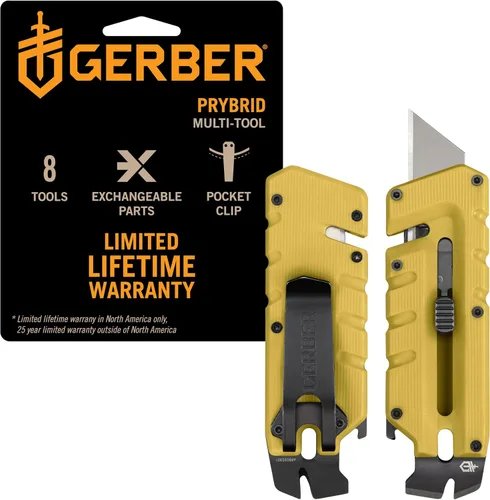 Vista 10 de Gerber Gear Prybrid Utility Cúter con barra de palanca, cuchillo multiherramienta de bolsillo con hoja retráctil, cuchillo para uso diario, gris