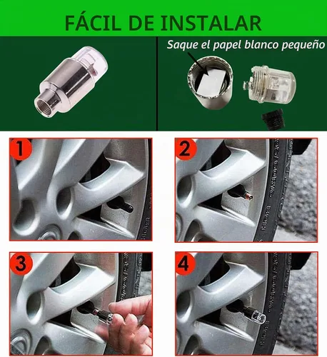 Vista 4 de 20 Pack de tapas de válvula de luz LED para neumáticos de coche, ruedas y conjuntos, luces de neumáticos de bicicleta, motocicleta, luz de válvula