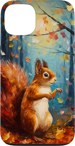 Vista 7 de Starry Night Squirrel Autumn Falling Leaves Van Gogh Style Case for iPhone 16