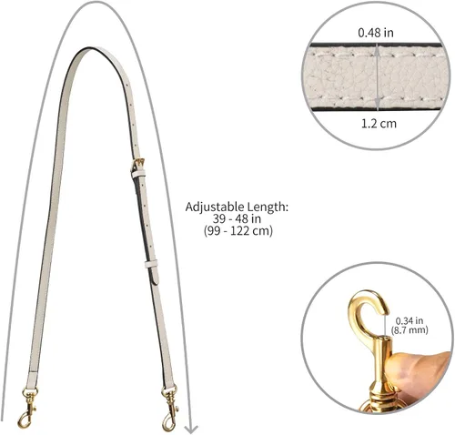 Vista 6 de Allzedream - Correa de cuero genuino ajustable para bolso de mano de 0.48 pulgadas de ancho