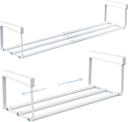 Vista 7 de CroBlissful 1 zapatero expandible para armario de 16.5 a 31.5 pulgadas, ajustable, retráctil, colgante, estante para zapatos, dormitorio, Blanco