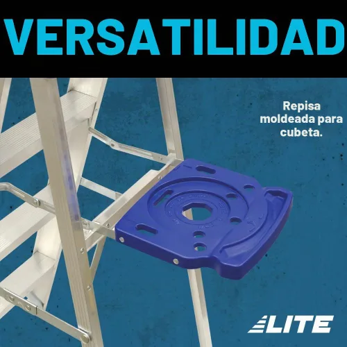 Vista 3 de LITE Escalera de aluminio de 4 pies con bandeja de herramientas, capacidad de carga de 250 libras, tipo I, LP-2111-04