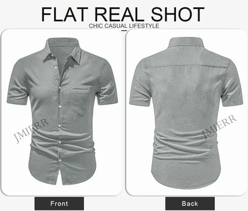 Vista 90 de JMIERR Camisas de vestir a rayas con botones y manga corta para hombre