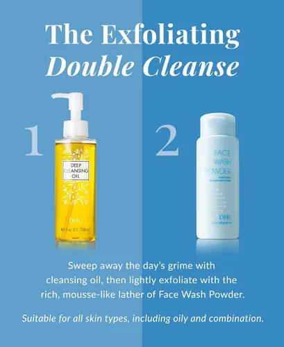 Vista 2 de DHC Aceite de limpieza profunda de 4.1 onzas líquidas y polvo de lavado facial de 1.7 oz. Peso neto.