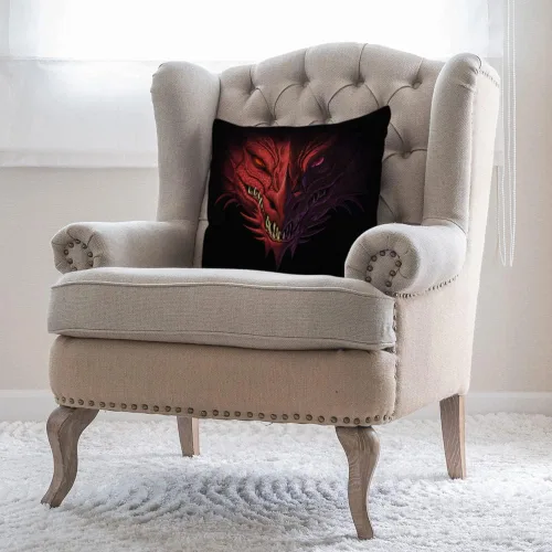 Vista 3 de Funda de almohada de dragón, cabeza de dragón rojo enojado, funda de cojín cuadrada suave, decoración del hogar para sofá, dormitorio, automóvil