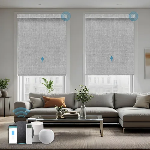 Vista 24 de Persiana Motorizada, Compatible con Homekit Thread-Enabled, Persianas Inteligentes 100% Opacas con Control Remoto, Persiana Enrollable Eléctrica