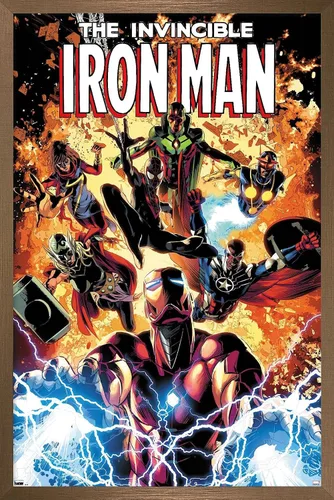 Vista 15 de Trends International Marvel Comics Iron Man - Póster de pared Invincible Iron Man #11, 22.4 pulgadas de largo x 14.7 pulgadas, versión enmarcada