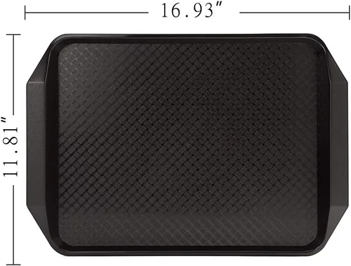 Vista 5 de Eslite Bandeja de plástico para servir comida rápida, 16.95 x 11.82 pulgadas, juego de 12 (negro)