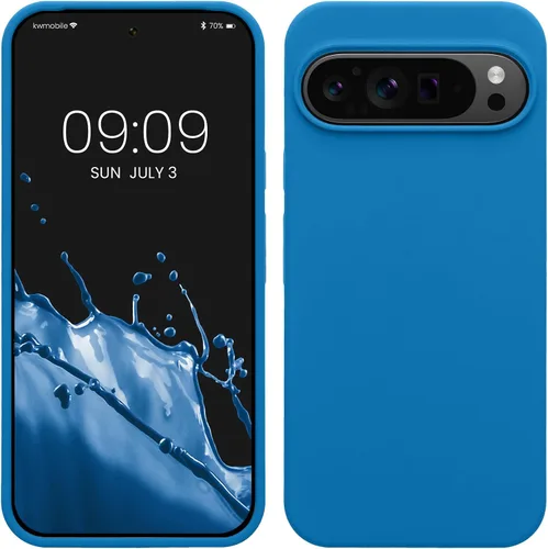 Vista 376 de kwmobile Funda Compatible con Google Pixel 6 Pro - Funda de Teléfono de Silicona TPU con Acabado Suave - Azul Caribe