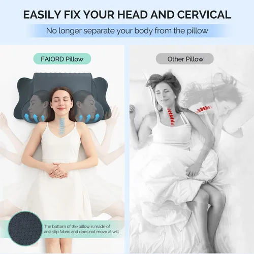 Vista 5 de Almohada Cervical para Alivio del Dolor de Cuello - Almohada Ortopédica Ergonómica Refrescante de Doble Cara con Funda de Almohada de Seda de Hielo