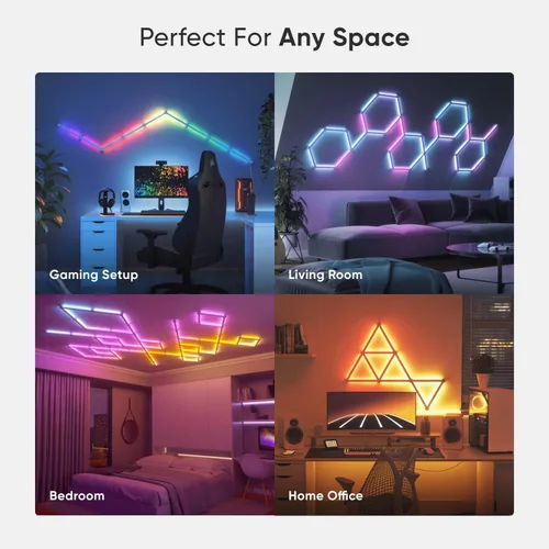 Vista 8 de Kit más inteligente de luces de pared LED Nanoleaf Lines WiFi RGBW de 16M, luces de color atenuables para juegos y decoración del hogar