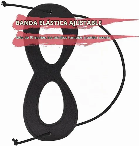 Vista 5 de Máscara de superhéroe AIMIKE, máscara de ojos de fieltro negro, disfraz de Halloween, máscara ajustable con cuerda elástica