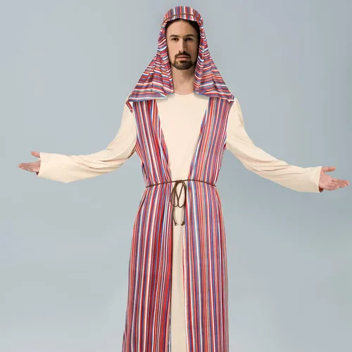 Vista 4 de Jenaai 4 piezas de disfraz de Jesús adulto para hombres de Navidad, vestido de Jesús, diadema de cinturón para Halloween, Navidad, Pascua, Jesús