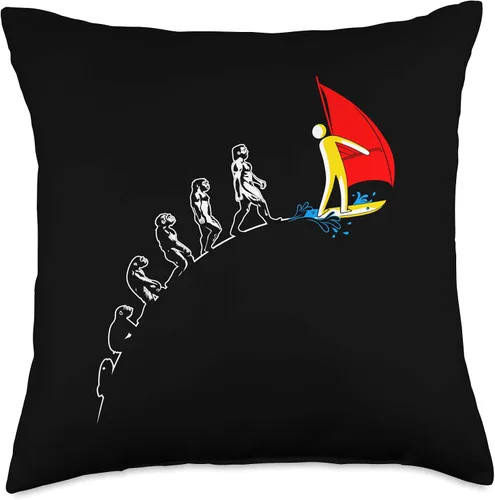Vista 4 de Windsurf Funny Windsurfing Evolution Throw Pillow