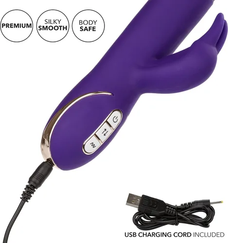 Vista 7 de CalExotics Jack Signature - Conejo de empuje de silicona, juguetes sexuales impermeables para parejas, masajeador de punto G manos libres