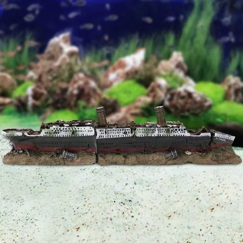 Vista 5 de JTLB Titanic - Modelo sumergible naufragado 24 × 10 × 3.5 in Titanic Lost Wrecked Boat Ship Aquarium Decoration Ornament Wreck Ornaments