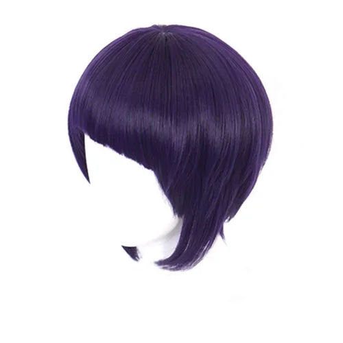 Vista 2 de Anime Cosplay Jiro Kyoka Pelucas para mi héroe Academia púrpura Cosplay peluca traje Pelo sintético Bob Pelucas con flecos peinados