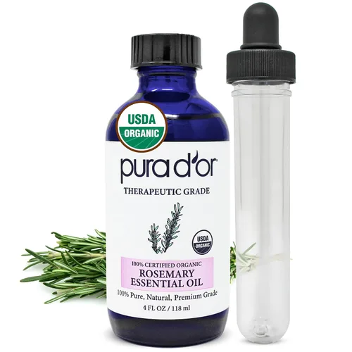 Vista 5 de PURA D'OR Aceites esenciales orgánicos de incienso y romero (4 onzas con cuentagotas de vidrio) 100% puros y naturales, grado terapéutico