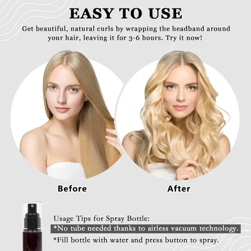 Vista 4 de ZILAMPU Diadema de Varilla Rizadora Sin Calor, Envoltorio de Rodillo de Rizos de Cabello de Terciopelo Nocturno para Mujeres con Cabello Largo Negro