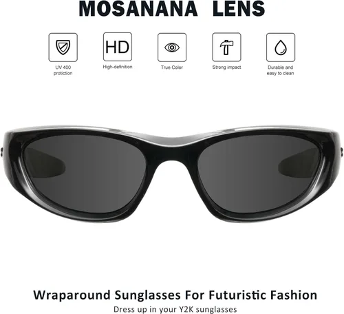 Vista 2 de mosanana Gafas de sol redondas Y2K para mujeres y hombres, modelo Freak