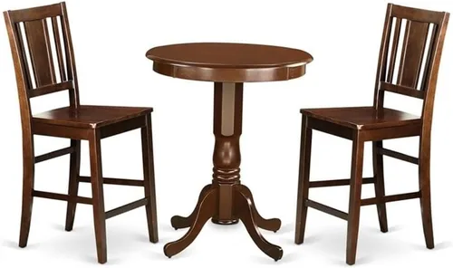 Vista 8 de East West Furniture EDBU3-MAH-LC - Juego de mesa de comedor de 3 piezas, altura de mostrador, 30 x 30, caoba