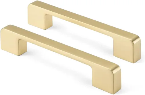 Vista 21 de Rergy - Juego de 10 tiradores dorados para gabinetes, centro de agujero de 6-1/4 pulgadas, manijas cuadradas de zinc para cajones, accesorios de Oro