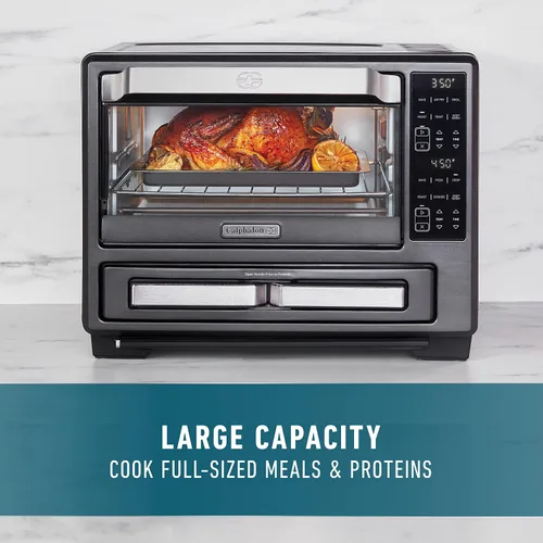 Vista 5 de Calphalon Performance - Combinación de horno tostador y freidora de aire 12 en 1 con cajón para pizza de 12" de doble zona, controles digitales