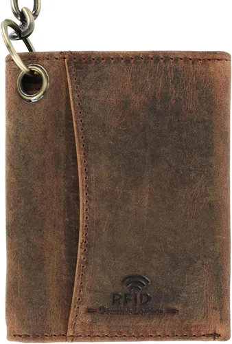 Vista 3 de Cazoro - Cartera de cuero vintage con cadena triple RFID para hombre