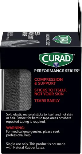 Vista 5 de CURAD Performance Series - Envoltura atlética autoadherente, color negro, 3 pulgadas x 5 yardas, soporte de compresión para lesiones deportivas