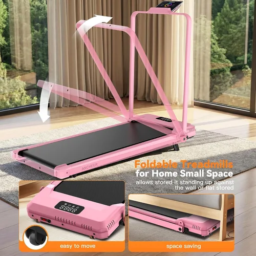 Vista 3 de ANCHEER Walking Pad with Handle Bar, 3.0HP Foldable Walking Pad Treadmill with 12% Incline, 320 LBS Portable Treadmill with Shock Absorption for