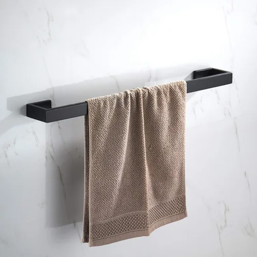 Vista 4 de JunSun Toallero de baño negro mate de 24 pulgadas, toallero de mano, toallero moderno para decoración del hogar, toallero, accesorios de baño