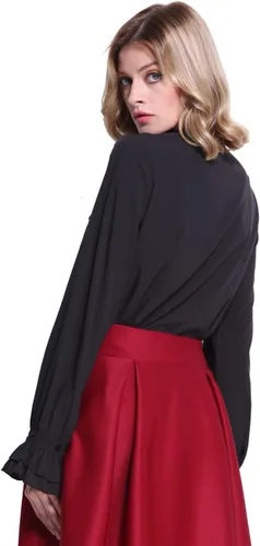 Vista 4 de Camisas góticas victorianas para mujer, blusa vintage de manga larga con volantes