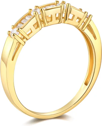Vista 6 de Anillo de compromiso 14K oro SÓLIDO amarillo o blanco y set de 2 unidades de anillos de bodas