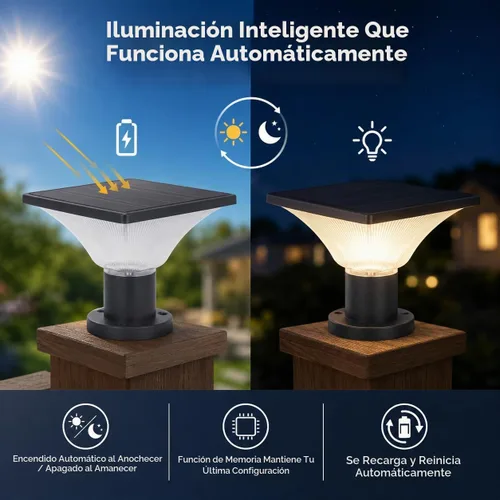 Vista 5 de Luces solares para postes – Encendido/apagado automático para exteriores – Luces solares para postes al aire libre 4x4 – Luces solares para poste