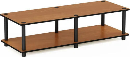 Vista 24 de Furinno Turn-N-Tube Soporte de TV, centro de entretenimiento de esquina de 3 niveles con estantes abiertos, consola de TV sin herramientas para TV