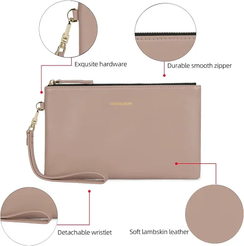 Vista 3 de DORIS&JACKY Cartera de cuero con correa para la muñeca