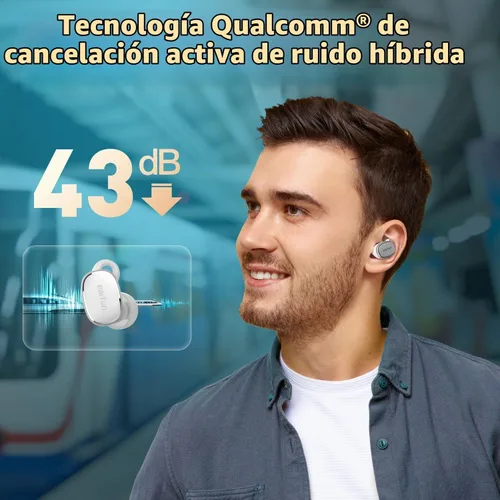 Vista 5 de EarFun Free Pro 3 Auriculares inalámbricos con cancelación de ruido, sonido de alta resolución, Snapdragon Sound con Qualcomm aptX™ Adaptive, 6