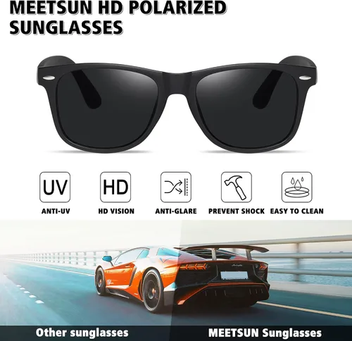Vista 2 de MEETSUN Polarized Sunglasses for Men Women Classic Retro Driving Sun Glasses 100% UV Protection