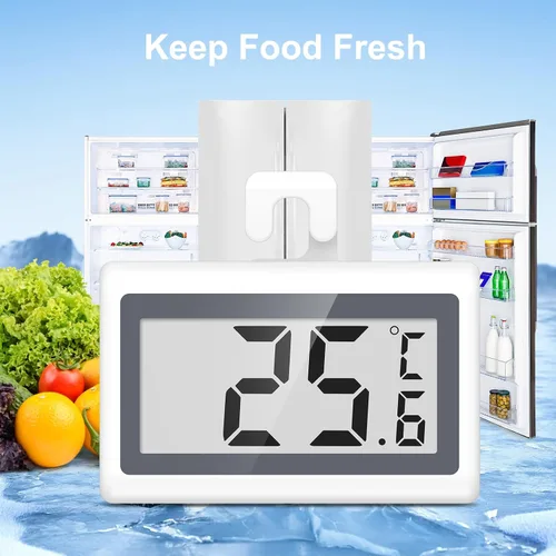 Vista 2 de Termómetro de refrigerador y congelador, termómetro digital para refrigerador, pantalla LCD, termómetro de temperatura para refrigerador