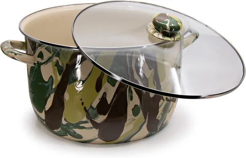 Vista 4 de Golden Rabbit Sopa esmaltada o olla de caldo, 18 cuartos de galón, camuflaje