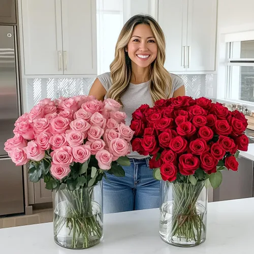 Vista 3 de GlobalRose Ramo de 50 Rosas Frescas Cortadas Surtidas - Rosas de Origen Responsable Flores Frescas - Ramo de Flores Frescas para Bodas